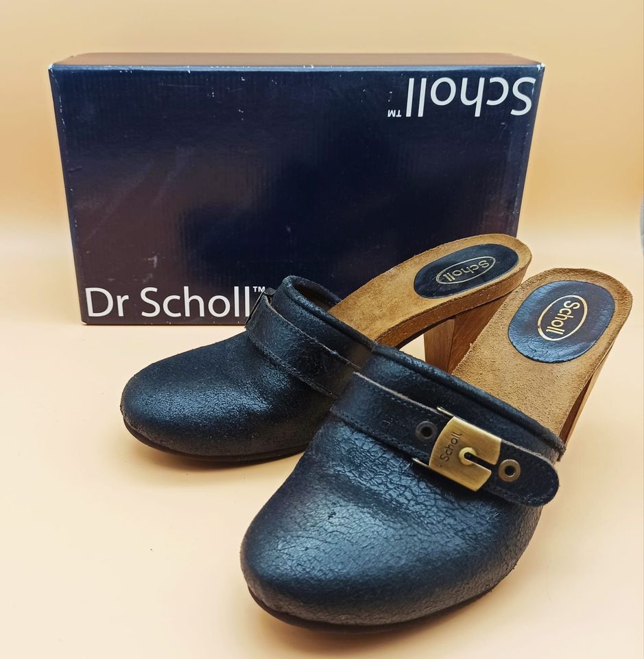Dr Scholl Damenschuhe Clogs in blauem Leder Gr 40 in Wegberg