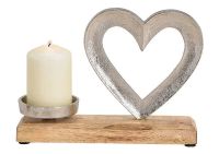 Kerzenhalter Herz aus Metall mit Sockel aus Mangoholz Rheinland-Pfalz - Nauort Vorschau