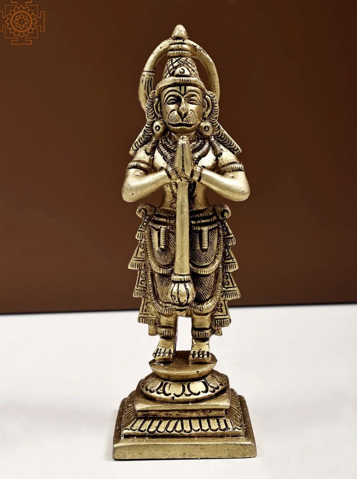 15cm Shri Hanuman Deity Statue Namaskara Mudra Messing NEU Bhakti in Prötzel
