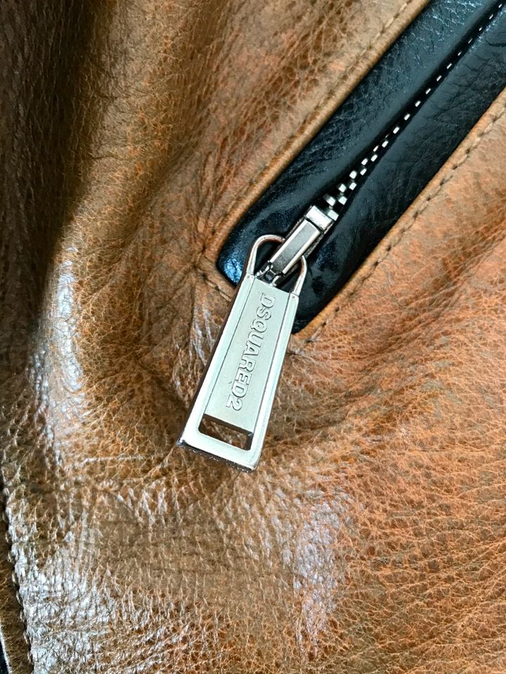 Dsquared2 Lederjacke Neu Größe IT 54 Braun Grün in Dreieich