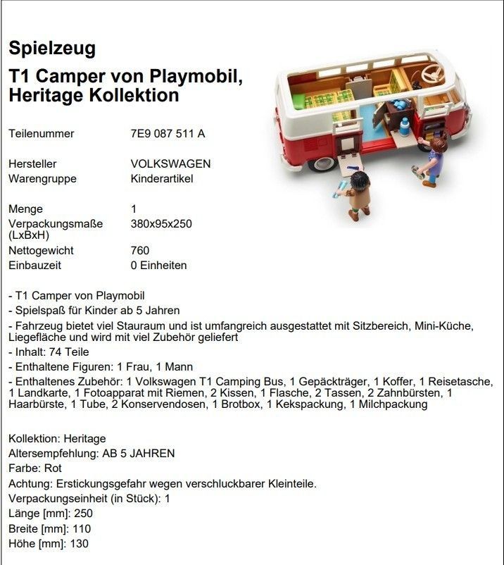 VW T1 Camper von Playmobil Heritage Kollektion *Borgmann*