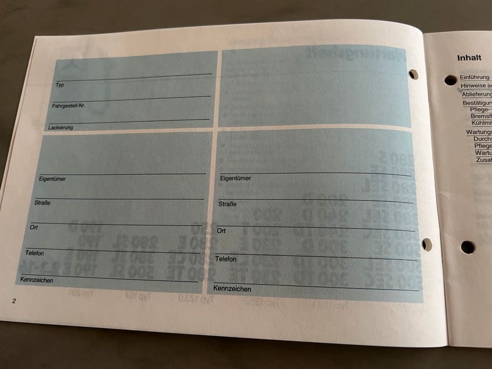 Mercedes SL, SEC, SEL, etc. Wartungsheft 1984, NOS, kein Eintrag in Wegscheid