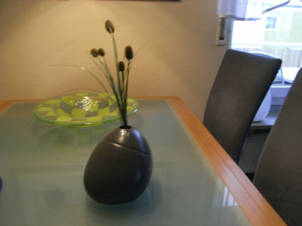 Neuwertige ASA Vase antrazith grau mit Deko in Erftstadt
