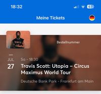 2x Sitzpläte Travis Scott - Utopia in Frankfurt am Main Bayern - Wörth a. Main Vorschau