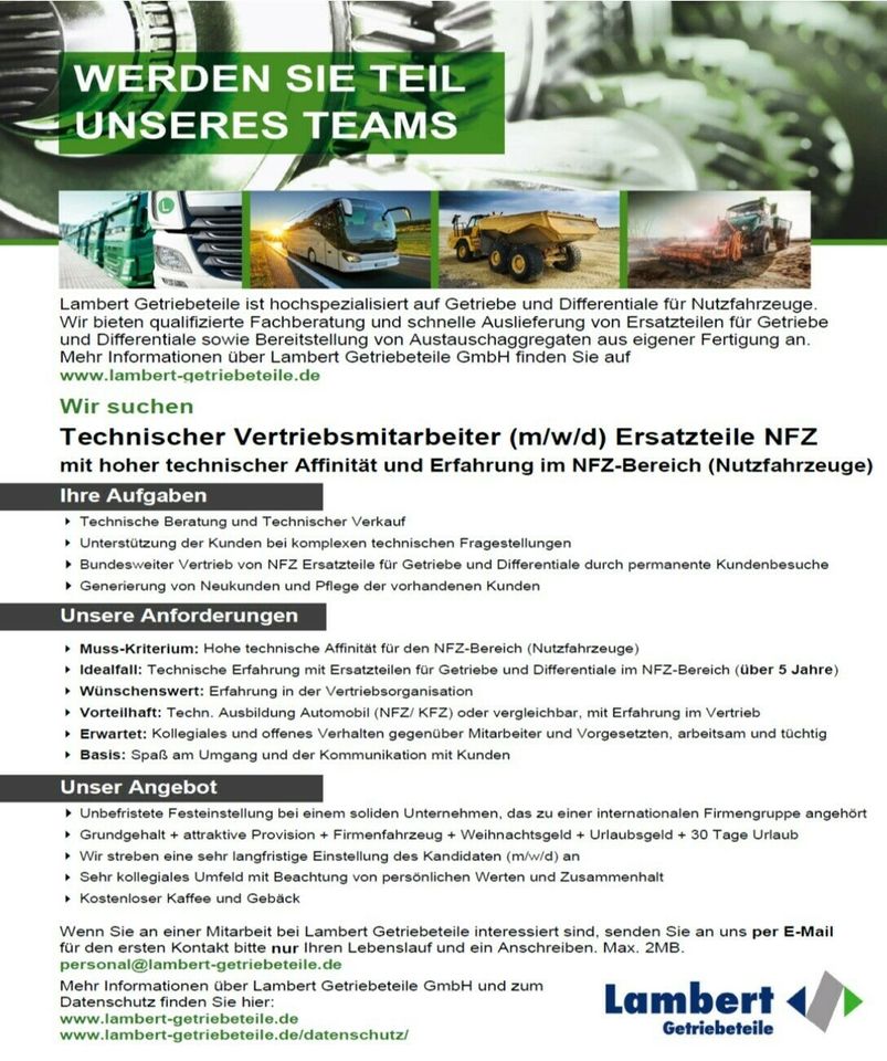 Vertriebsmitarbeiter (m/w/d) Ersatzteile Getriebe NFZ / LKW in Illingen