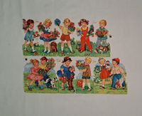 Spielende Kinder - Papierbilder Krüger Made by West Germany Mecklenburg-Vorpommern - Kirch Jesar Vorschau