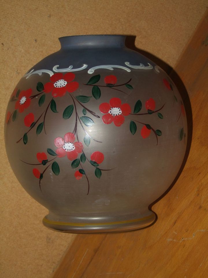 Jugendstil Vase Glas , Emaille Malerei satiniert in Aschaffenburg