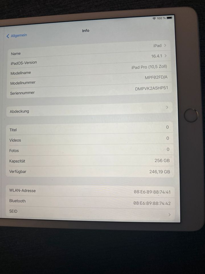 Apple iPad Pro A1701 (10,5 Zoll) 256GB in Grünwald