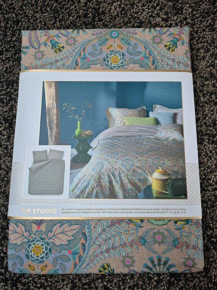 NEU Pip Studio Bettwäsche Alba blau khaki 155x200 o. 200x200 cm in Wetschen