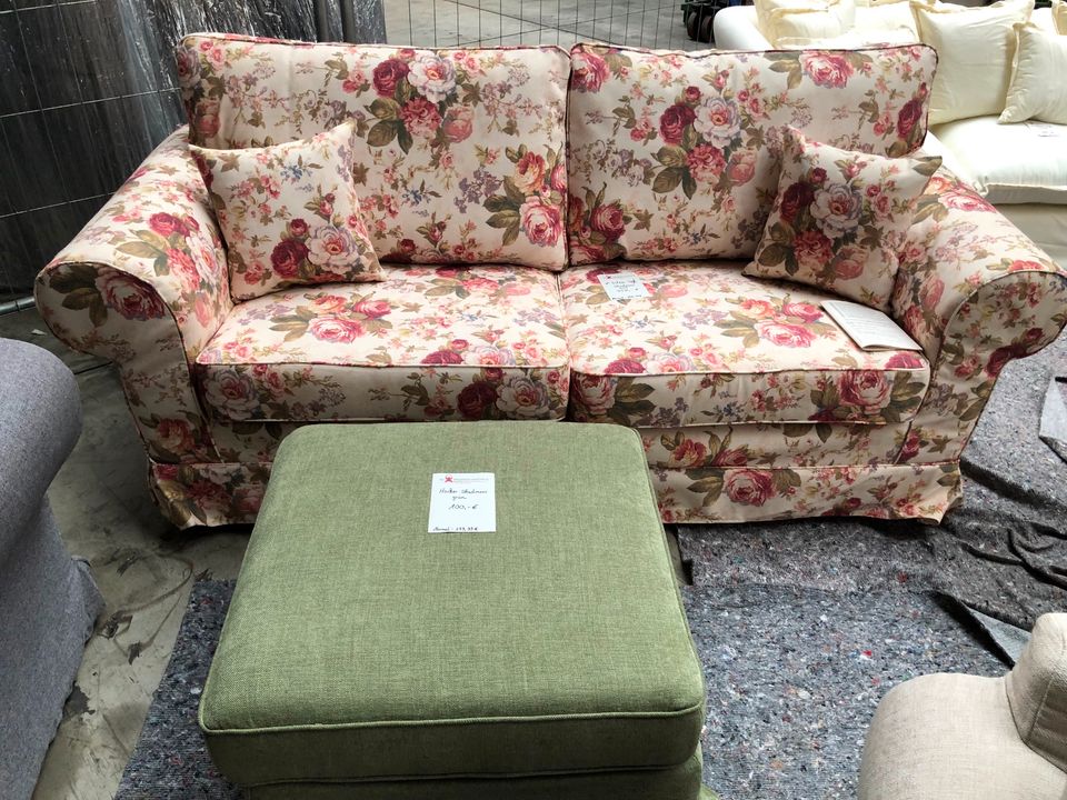 3-Sitzer Sofa mit Hocker im Landhausstil in Webstoff "Bunt" Neu in Dresden