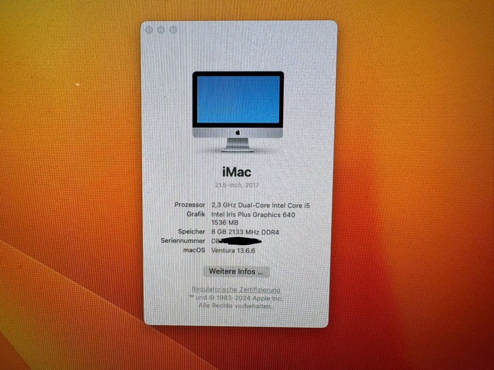 iMac 21,5 Zoll i5 1TB HDD 8GB RAM Intel Graphics 1536 MB in Nürtingen