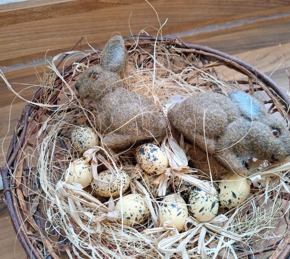 Deko Ostern Nest Eier Hasen neuwertig in Königsfeld