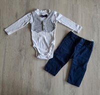 Outfit 74 Junge festlich Body Fliege Weste H&M grau blau C&A Hose Berlin - Spandau Vorschau