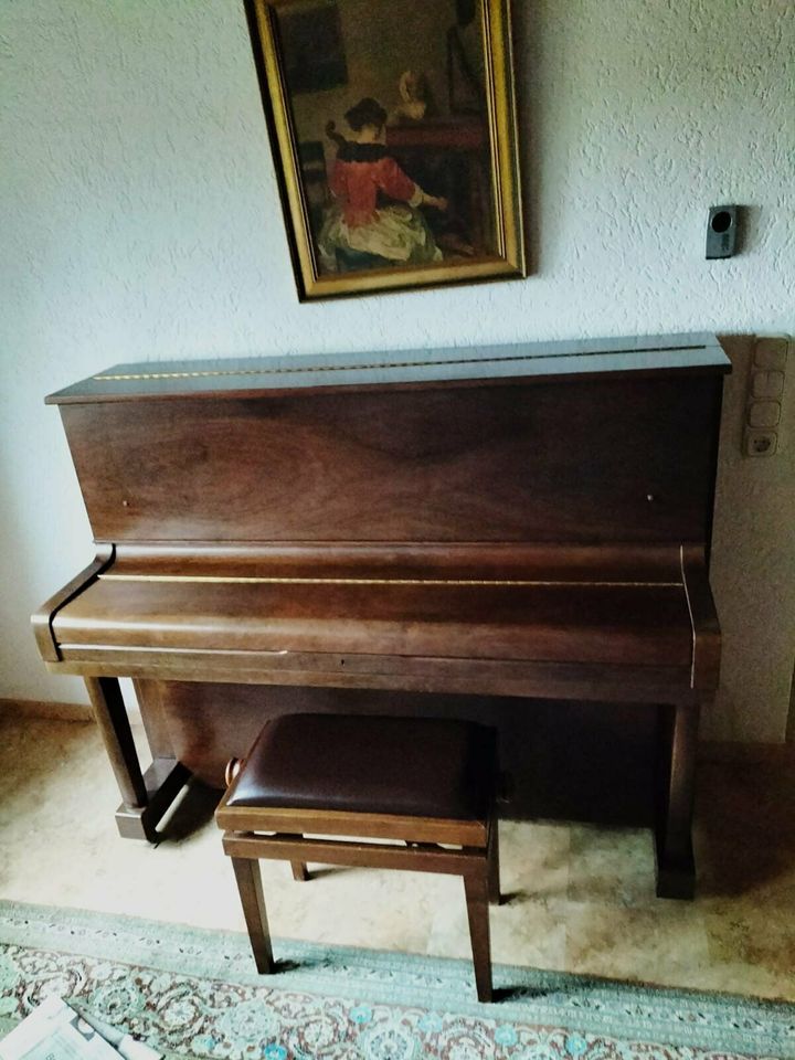 maeari Piano Klavier Walnuss m. Hocker Klavierhocker Klavierstuhl in Neckarbischofsheim