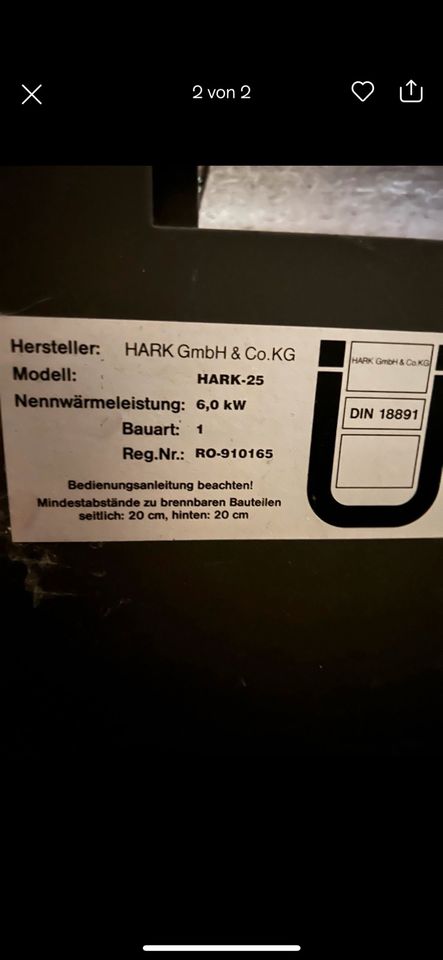 Hark 6kW Kaminofen mit Speckstein für z. B. Export in Hannover