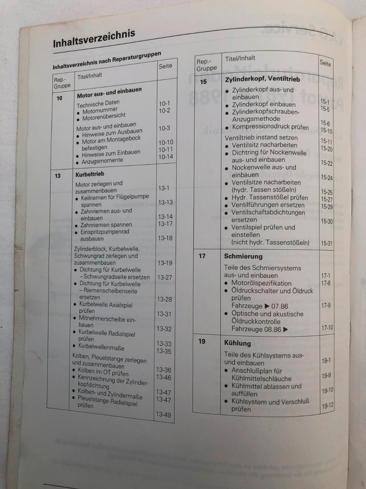 Reparaturleitfäden Passat B2/32b 1981-88 (CR+CY+JK) 1,6ltr. Diese in Wallmerod