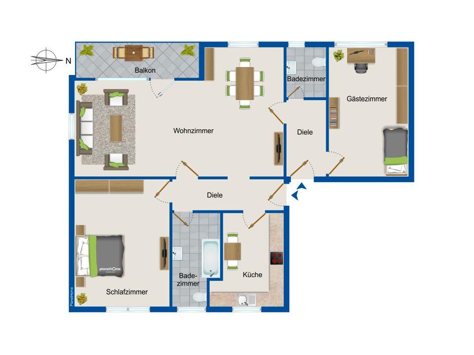 Geräumige 3-Zimmer-Wohnung mit ca. 100m² und Garage in begehrter Lage in Fürth/Poppenreuth in Fürth