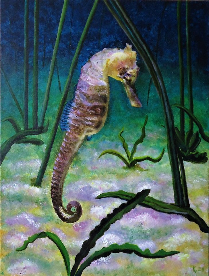 Acrylbild "Rückkehr der Seepferdchen", orig.,unikat, 80 x 60 cm in Ralswiek