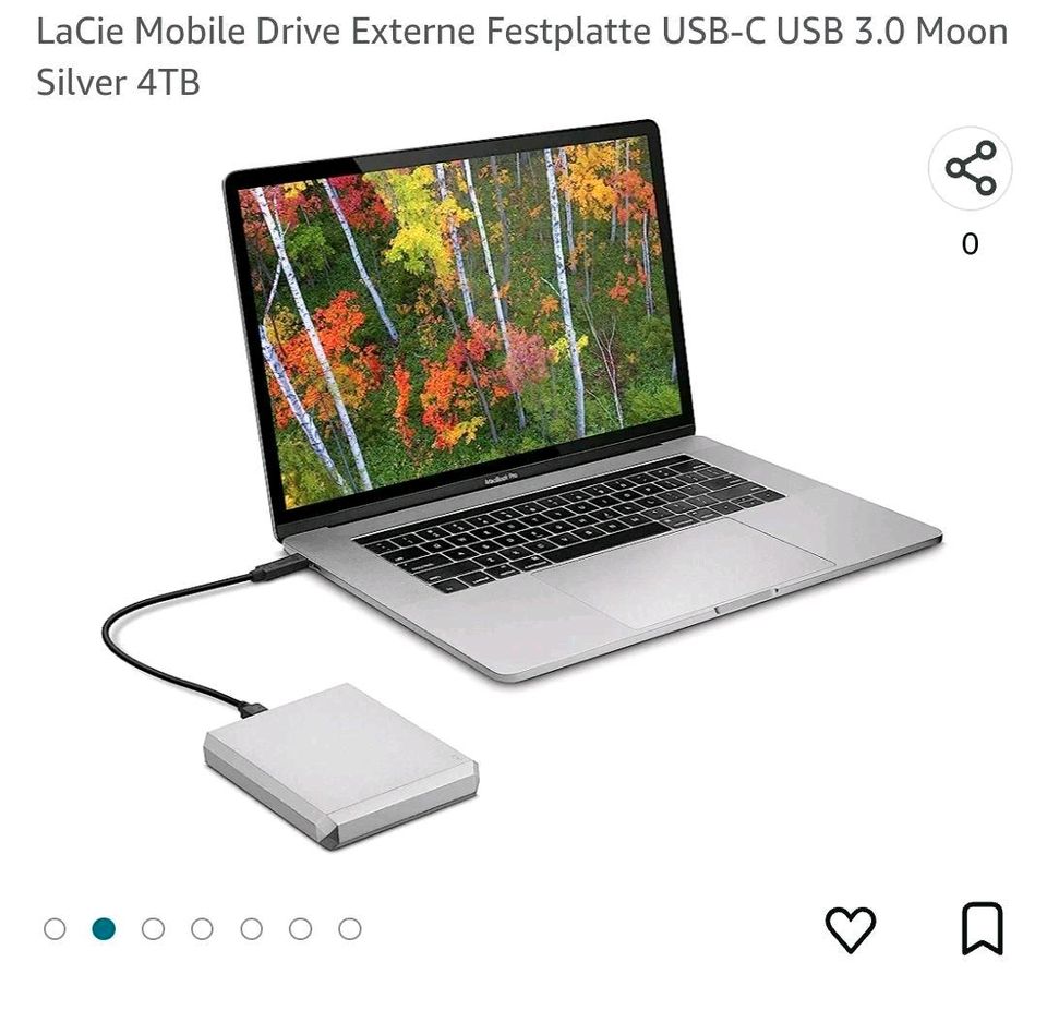 LaCie Mobile Drive Externe Festplatte USB-C USB 3.0 Moon Silver 4 in Frankfurt am Main