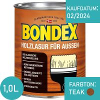 Bondex Holzlasur für außen Teak 1 Liter Wetterschutzfarbe Hamburg-Nord - Hamburg Fuhlsbüttel Vorschau