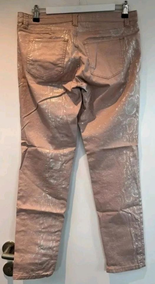 Promod Hose Skinny Animalprint Rose Silber Gr. 38 NP 49,99 in Uffing