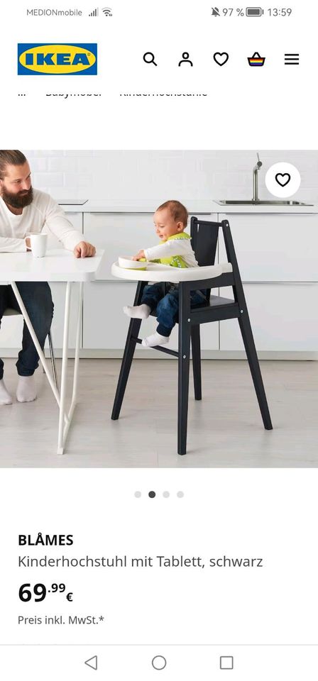 Kinderhochstuhl mit Tisch aus Holz von Ikea in Königslutter am Elm
