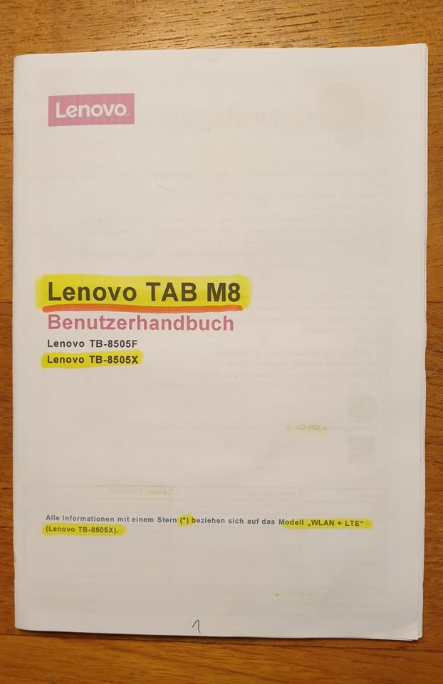 Lenovo Tab M8 HD; WLAN + LTE; Neuwertig in Mannheim