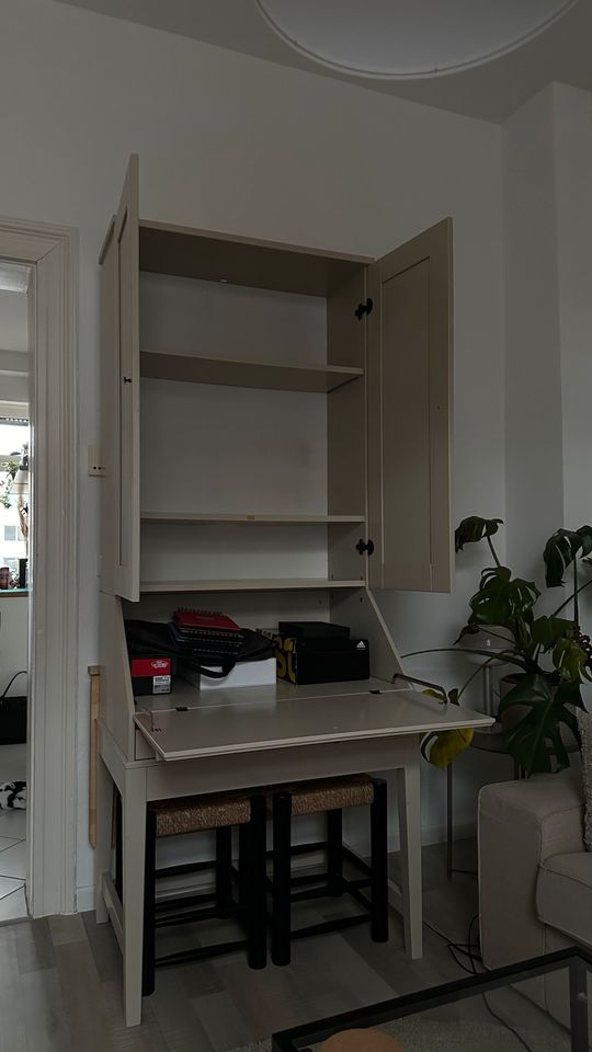 IKEA-HEMNES Sekretär mit Aufsatz/Büroschrank Massivholz beige in Wiesbaden