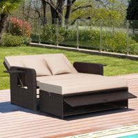 Rattan Sofa Set - 2 Sitzer Sessel mit Ottomane & 2 Beistelltisch Hessen - Weilburg Vorschau