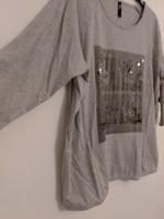Shirt/3/4 Arm /Gr 46/48 /Frühling /Grau+Blumen+Pailletten/Damen Hessen - Neuhof Vorschau