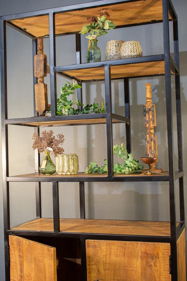Raumteiler Balt 180x90 cm Regal Standregal Mangoholz Eisen in Mammendorf