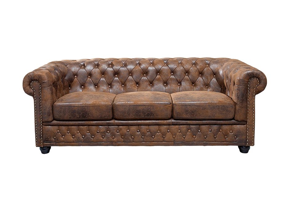 Chesterfield 3er Sofa 205cm antik braun Couch mit Knopfheftung und Federkern Riess-Ambiente in Halstenbek