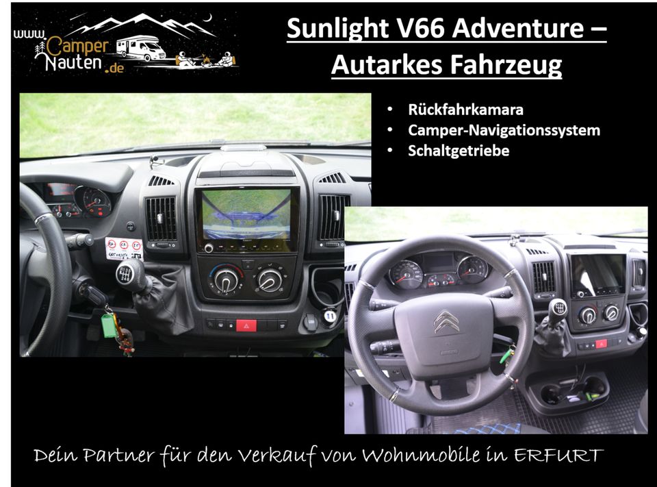 AUTARKES Wohnmobil KAUFEN Sunlight V66 Adv., Solar, 230V WR in Erfurt