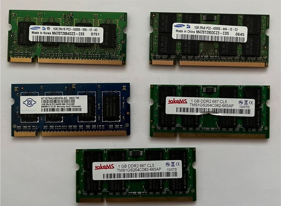 Ram für Notebook - sodimm DDR3, DDR2, DDR1 - 2 GB, 1 GB, 512 MB in Jena