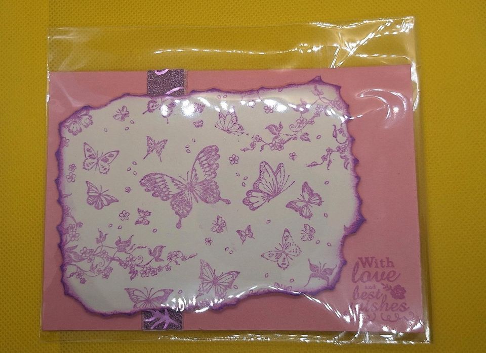 Glückwunsch Karte, DIY, Hand Made Schmetterlinge Pink in Wambach