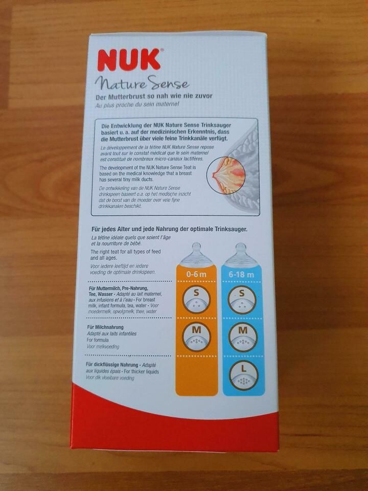 NUK Nature Sense Flasche Silikonsauger Größe S 0-6 Monate OVP Neu in Duisburg