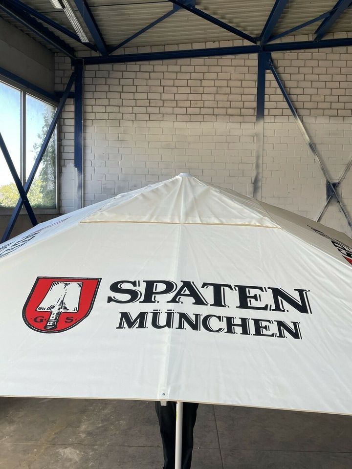 Spaten Bier 4x4m Sonnenschirm beige Gastro Weiß Terrasse Garten in Pforzheim