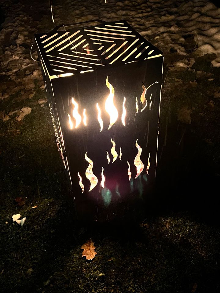 Feuerkorb, personalisiert mit Wunschmotiv inkl. Versand, Feuertonne, Feuerschale Grillplatte Plancha  Geburtstagsgeschenk Hochzeitsgeschenk Gartendeko Grill Gartenfeuer in Creußen