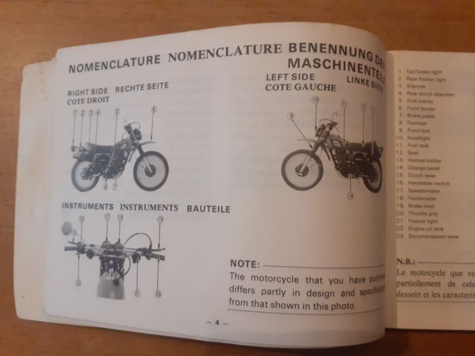 YAMAHA XT 500 original Betriebsanleitung  , Owners Manual in Hünfeld