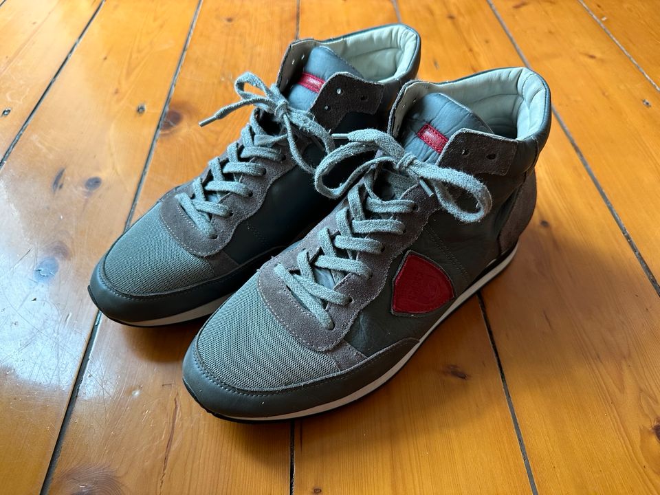 Philippe Model Tropez Hi Top Sneaker Leder grau Gr. 42 Made Italy