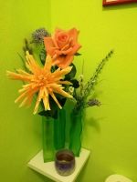 Rose, orange chrysantheme kunstblume künstliche Pflanzen Saarland - Nohfelden Vorschau