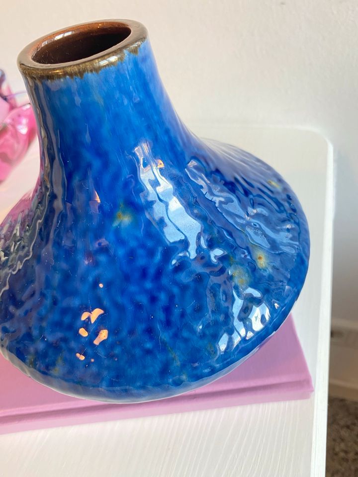 Vintage Studio Keramik Vase fatlava blau ufo space age midcentury in Hamburg