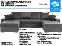 Sofa Couch Wohnlandschaft U Form Bettfunktion-Bettkasten Velour Bremen - Huchting Vorschau