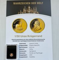 917/1000 Gold PP 1/50 oz Krügerrand Ø 8 mm Springbok Nordrhein-Westfalen - Langenfeld Vorschau