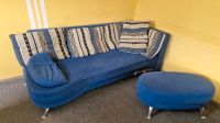 Couch (blau) + Polsterhocker + 6 Kissen Thüringen - Ilmenau Vorschau