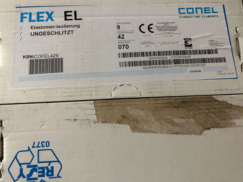 Schlauchisolierung 42x9 Conel XL 70m NEU wie Armaflex Amaflex in Taben-Rodt