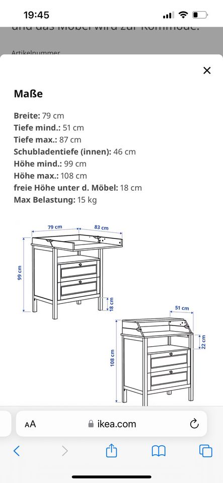 Wickelkommode *Sundvik* Ikea in Hagenow