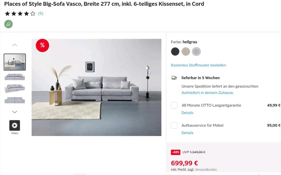 NEUES BIG SOFA - Lieferung sofort möglich - statt 1349,- für nur in Ducherow