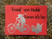 Weihnachtskarte Wichtel auf Fahrrad rote Karte 2,50€ Hessen - Willingshausen Vorschau