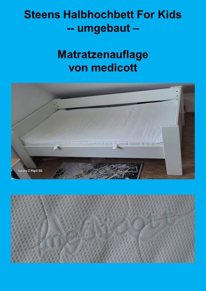 STEENS Halbhochbett - umbaubar zu Einzelbett- weiß - mit Matratze in Birstein